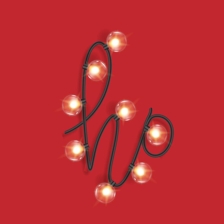 Vector christmas handwritten text with lights ho ho ho