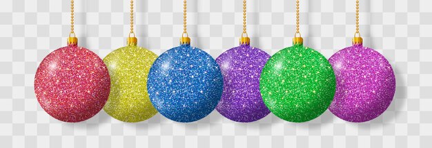 Vector christmas hanging balls isolated on png