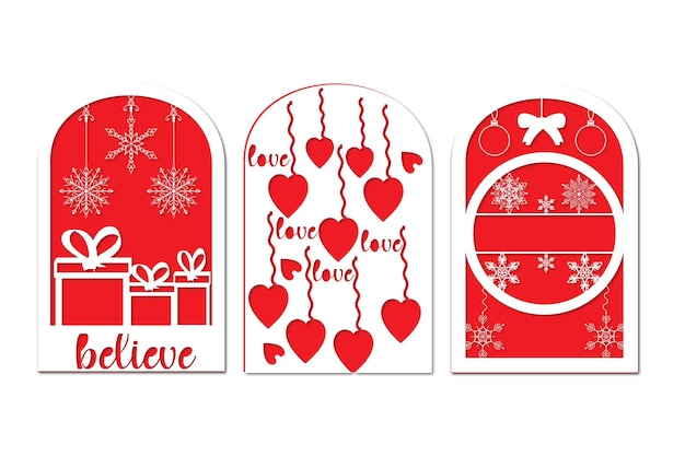 Christmas and happy new greeting card ornament background with red layer.