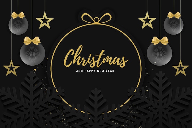 Christmas and happy new year background with festive decoration and copy space. vector illustration