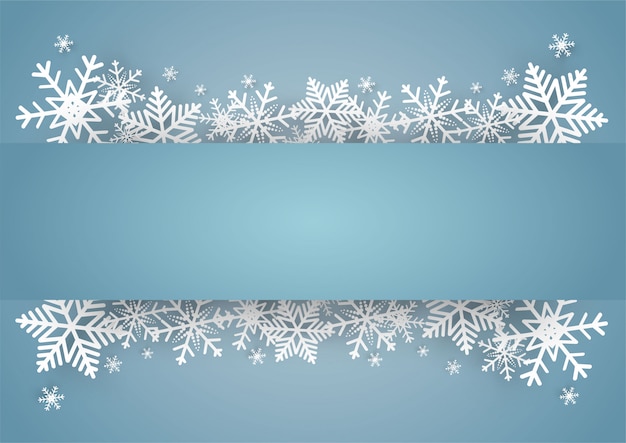 Christmas and happy new year blue vector background with snowflake