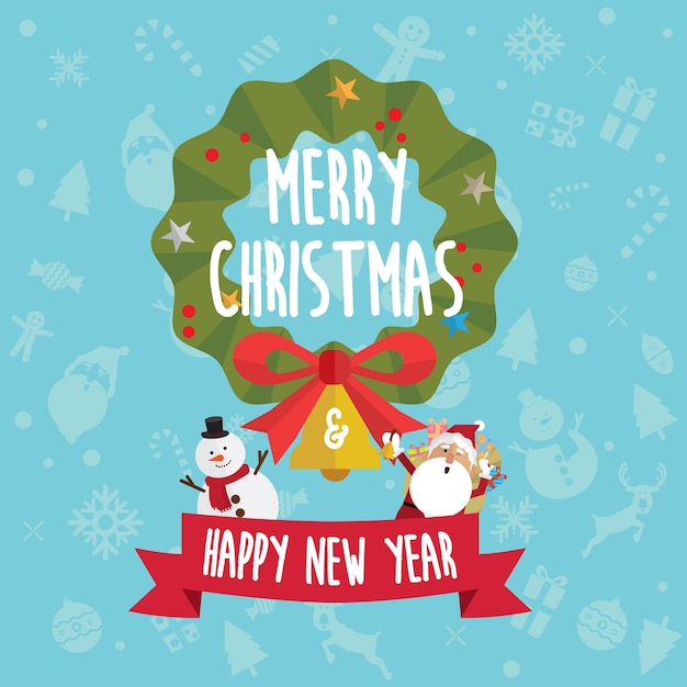 Christmas and Happy new year card icon vector