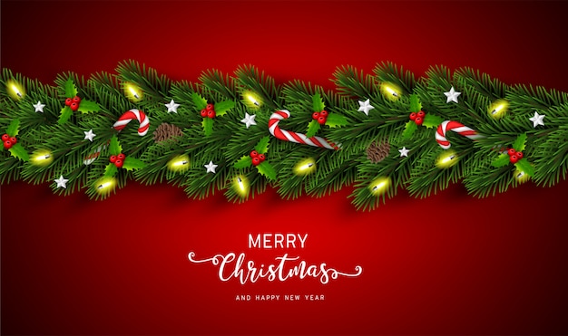 Christmas and happy new year garland background