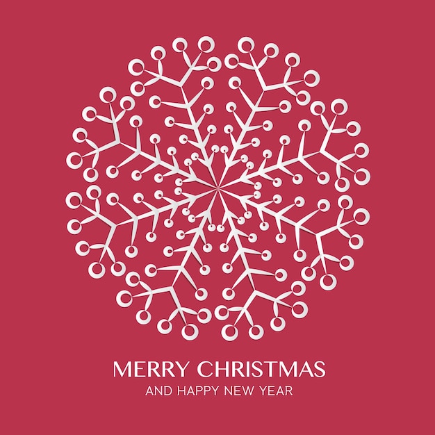 Vector christmas and happy new year greeting card with abstract snowflake mandala design