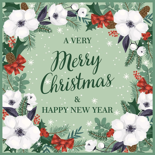 Christmas and Happy New Year illustration with Christmas wreath Vector design