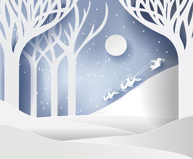 Vector christmas and happy new year paper art style