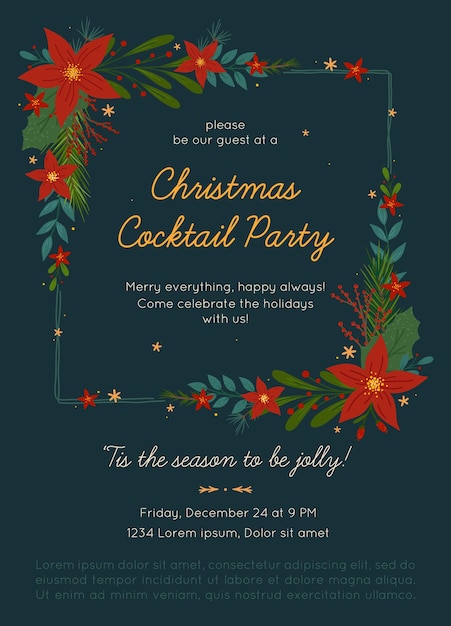 Christmas and Happy New Year party invitation template