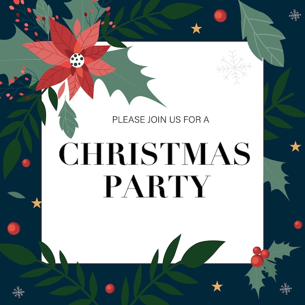 Christmas and Happy New Year party invitation template