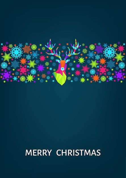 Christmas and happy new year pattern  polygonal xmas  reindeer and  snowflakes