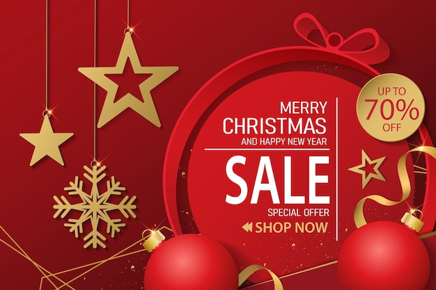 Christmas and happy new year sale banner background