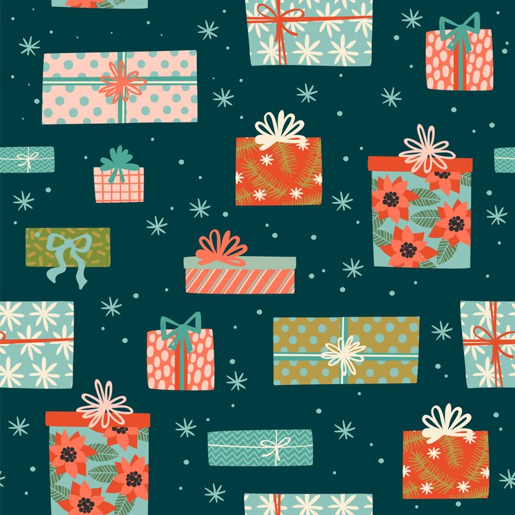 Christmas and Happy New Year seamless pattern 