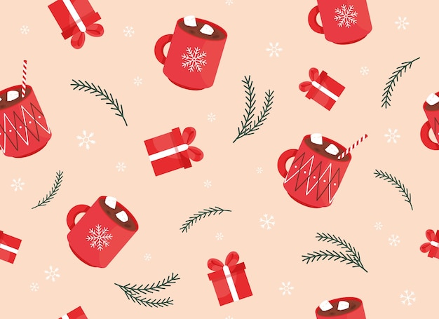 Christmas and happy new year seamless pattern