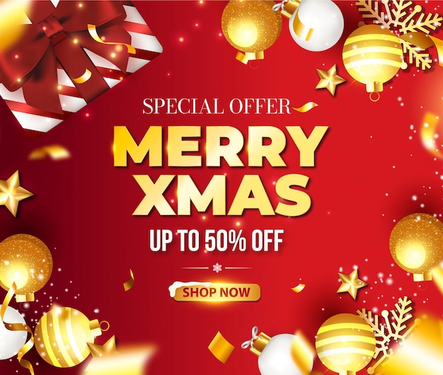 Christmas and happy new year with banner sale decoration