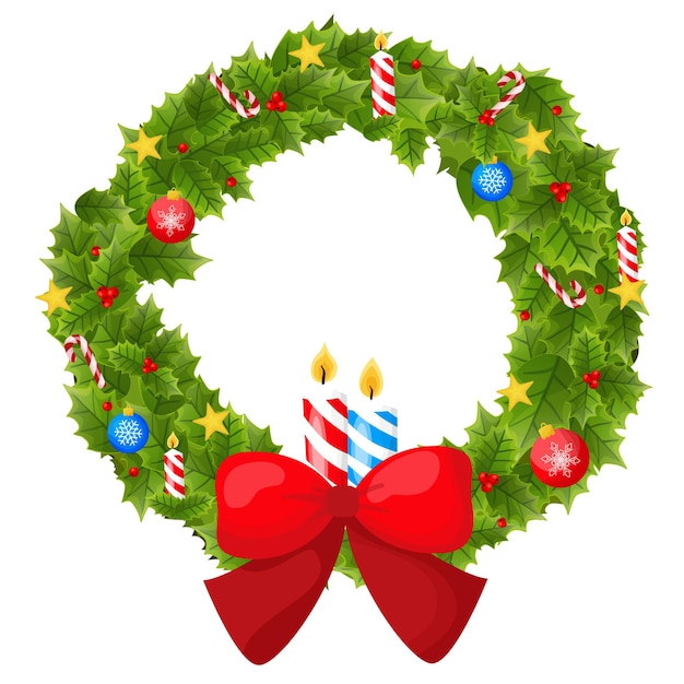 Vector christmas and happy new year wreath