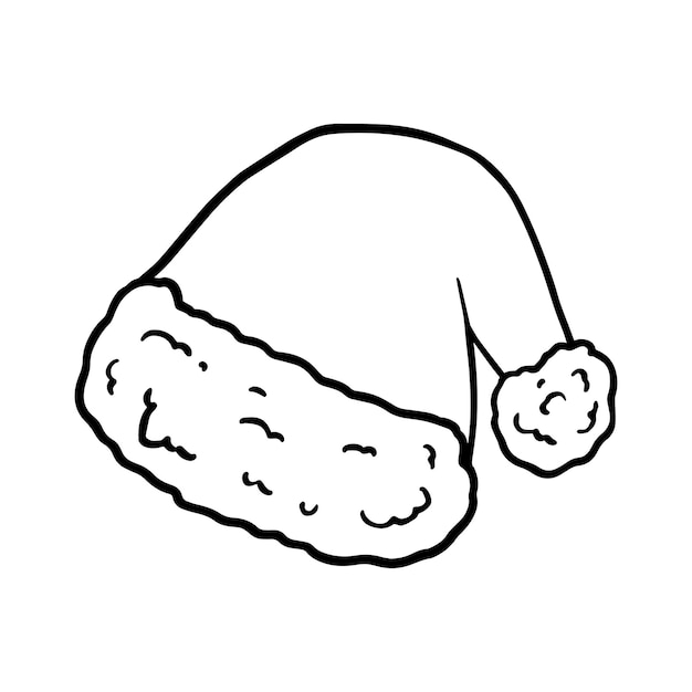 Christmas hat festive doodle linear cartoon coloring book