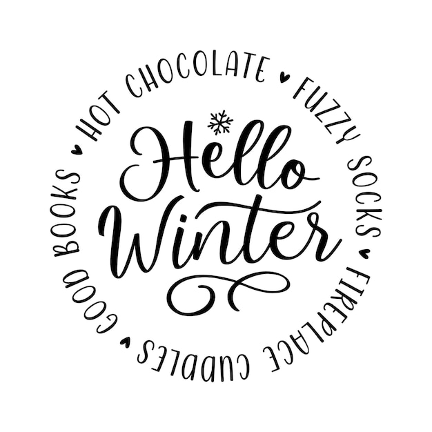Vector christmas hello winter lettering quotes sayings calligraphy greeting card vector illustration