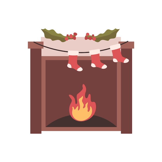 Christmas holiday fireplace with socks