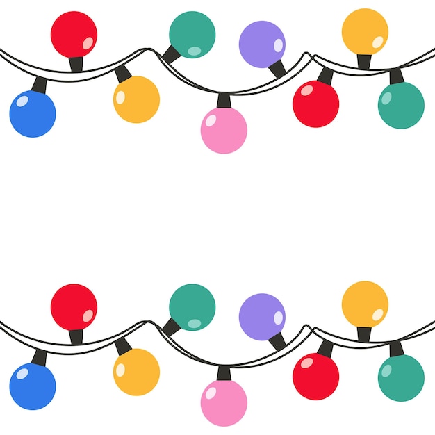 Vector christmas holiday garland lights in flat style garland with lamps with modern handdrawn style