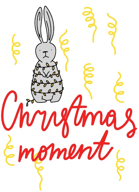 Christmas holiday greeting card design with bunnys