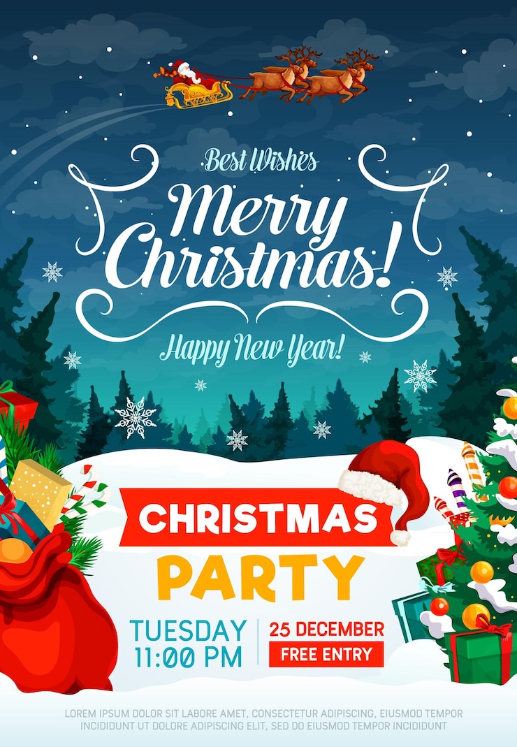Vector クリスマス ホリデー パーティー招待ポスター