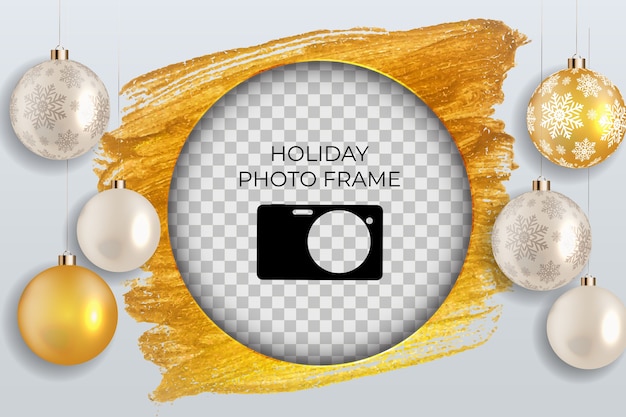 Christmas holiday photo frame template.