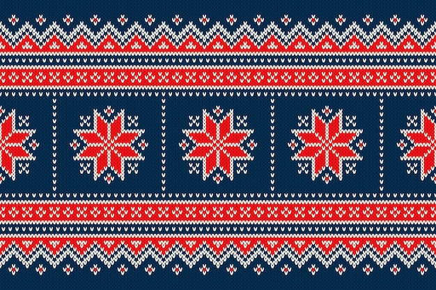 Christmas Holiday Seamless Knitted Pattern with Snowflakes