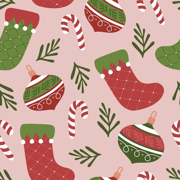 Christmas holiday seamless pattern illustration for linen fabric wallpaper and textile