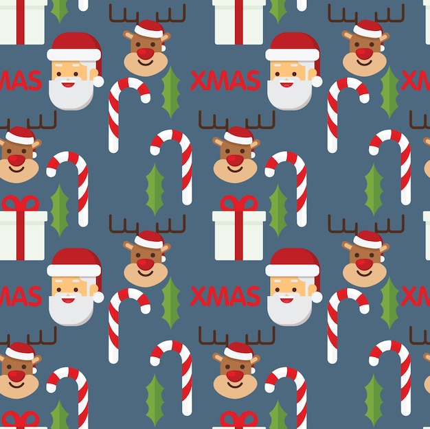 Christmas holiday seamless pattern with santa and reindeer