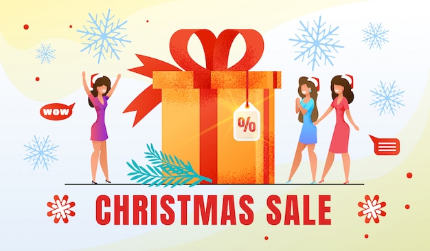 Christmas Holiday Shopping Sale Flat Vector Banner