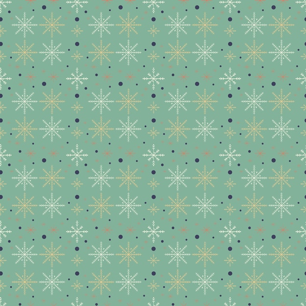 Christmas Holiday Vector Seamless Retro Pattern Background Tree Garden Nature Ornament Snowflakes