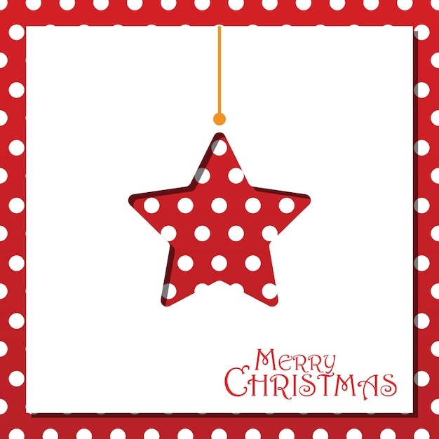 Christmas holiday with paper cut style Star. red dotted background with greeting text