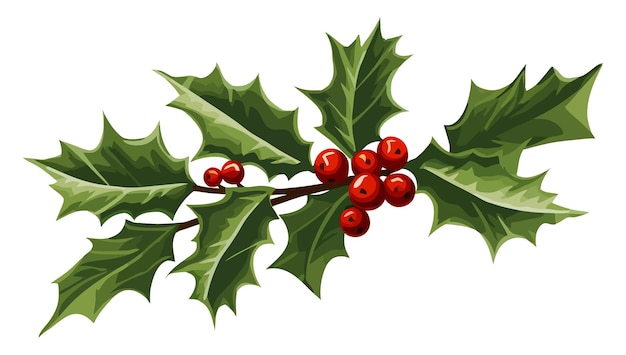 Christmas holly berry with leaves Vector illustration