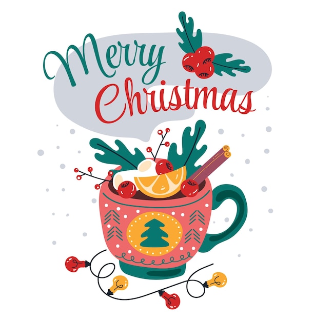 Vector christmas hot drink greeting card flyer poster design element illustration