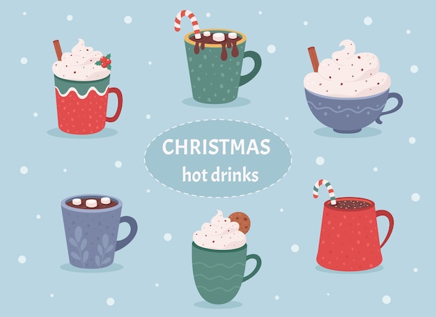 クリスマスのホットドリンクコレクション冬のホットドリンクホットチョコレートカップのコーヒー