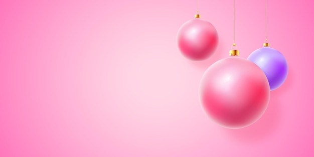 Vettore natale hot pink 3d ball background template vacanze invernali barbiecore banner dei social media