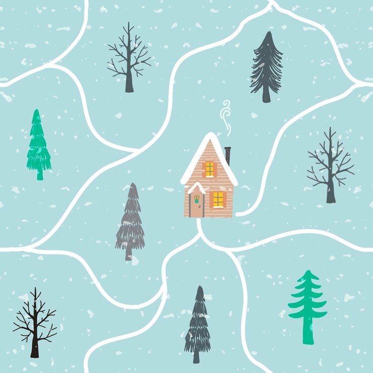 Vector christmas house seamless pattern