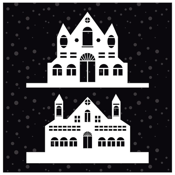 Vector christmas house silhouette, laser cut design