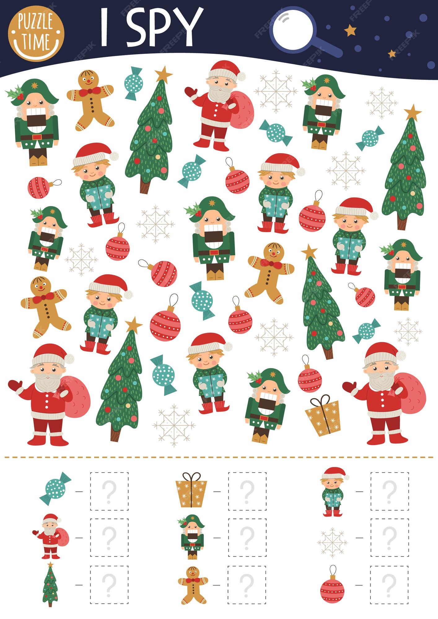 Premium Vector Christmas I spy game for kids Searching and counting