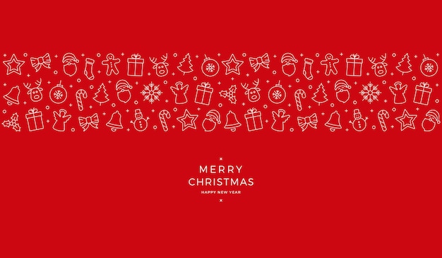 Vector christmas icon elements banner red background