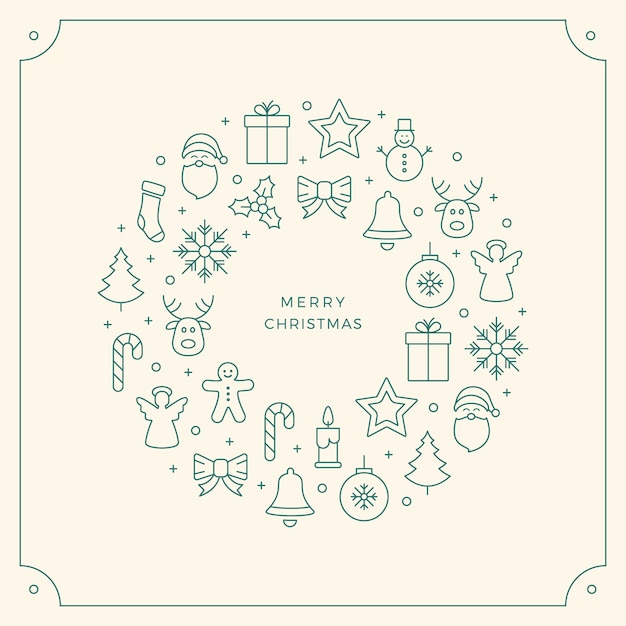 Vector christmas icon elements circle