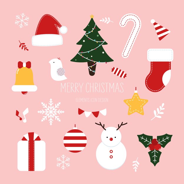 Vector christmas icon elements drawn style