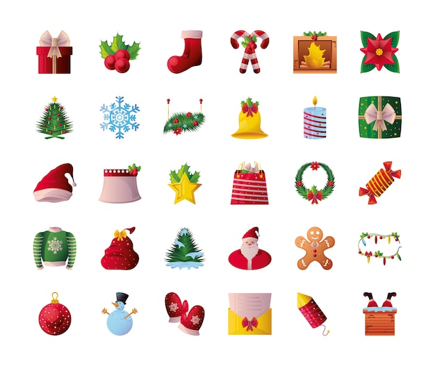 Christmas icon set in white background