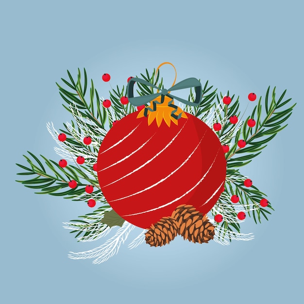 Christmas illustration. Card. Christmas tree toy. High quality vector illustration.