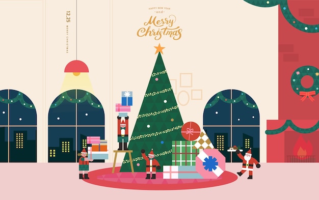 Christmas illustration webbaner popup