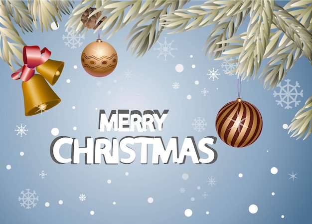 Рождественская иллюстрация с шарами и колокольчиками Вектор