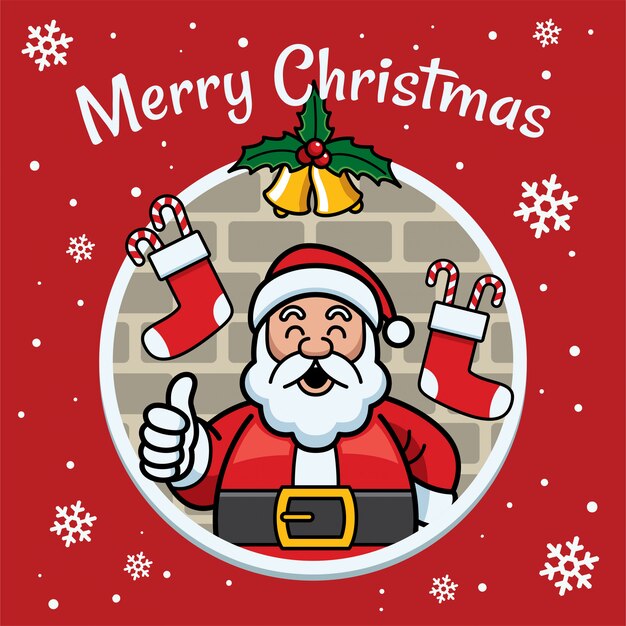 Christmas illustration with happy santa claus