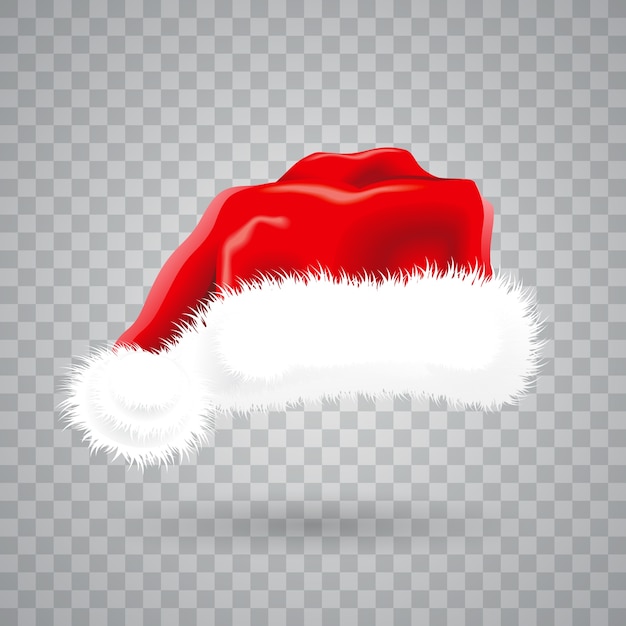 Illustrazione di natale con cappello rosso santa su sfondo trasparente. oggetto vettoriale isolato.