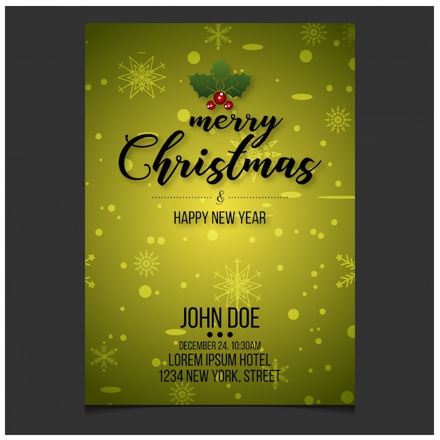 Vector christmas invitation card with creative typography and invitaion