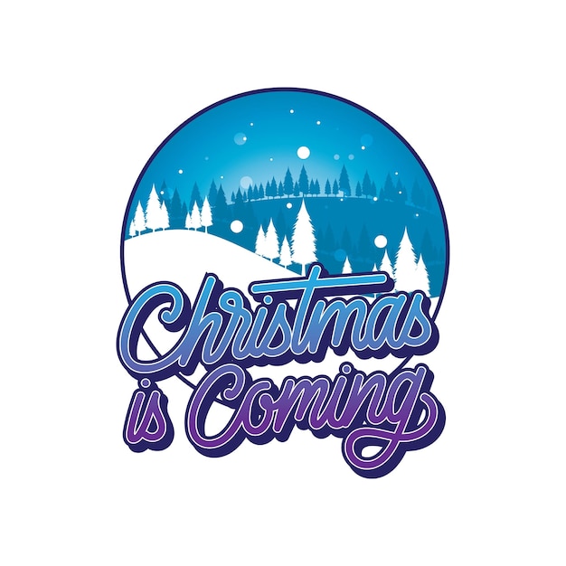 Vector christmas is coming handlettering illustration