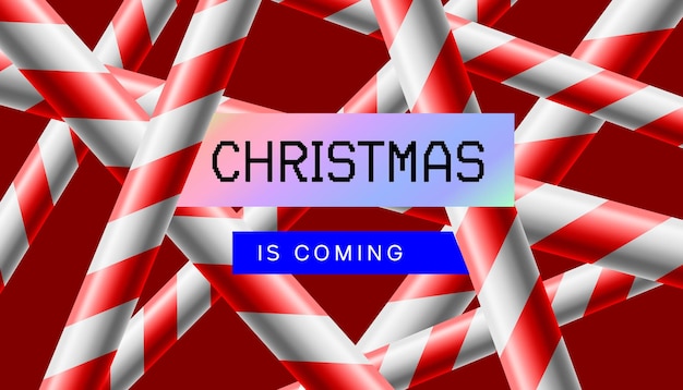 Christmas is coming. Holiday background with Christmas candy stick. Vector image